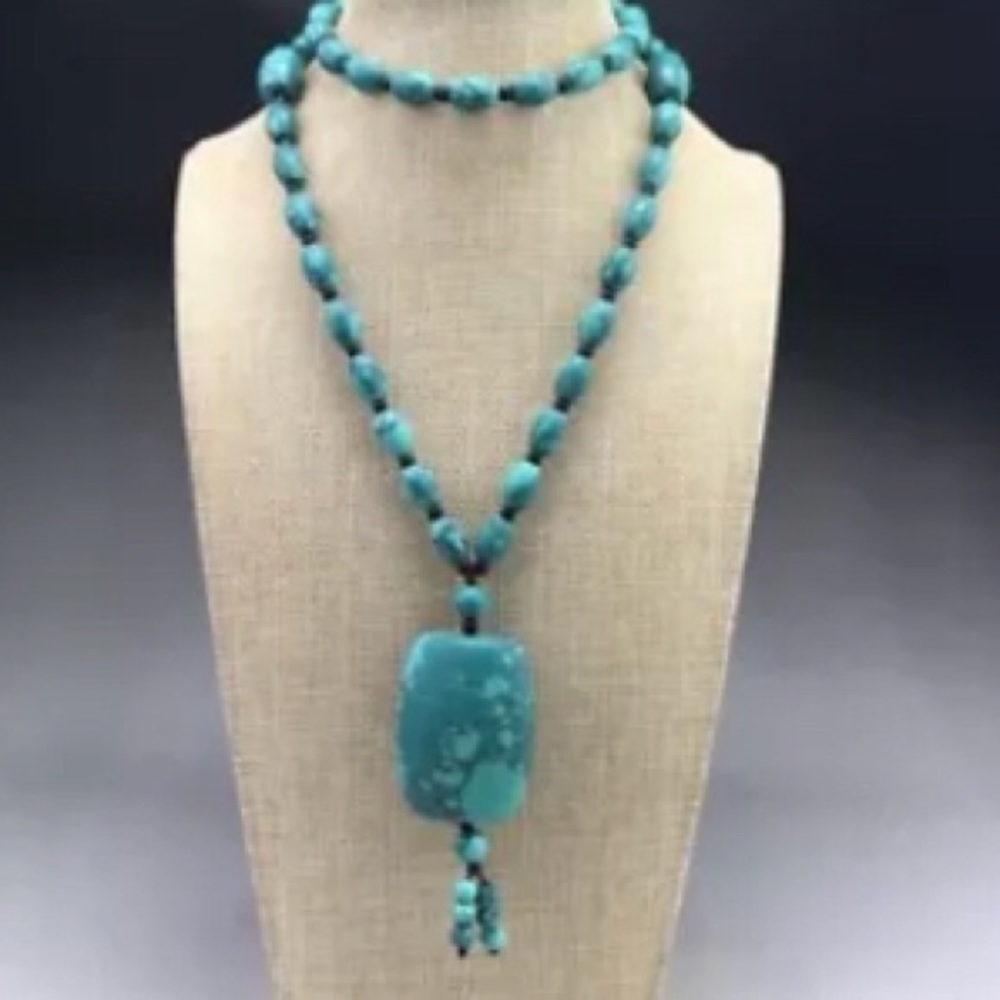 NEW TURQUOISE STONE LONG NECKLACE